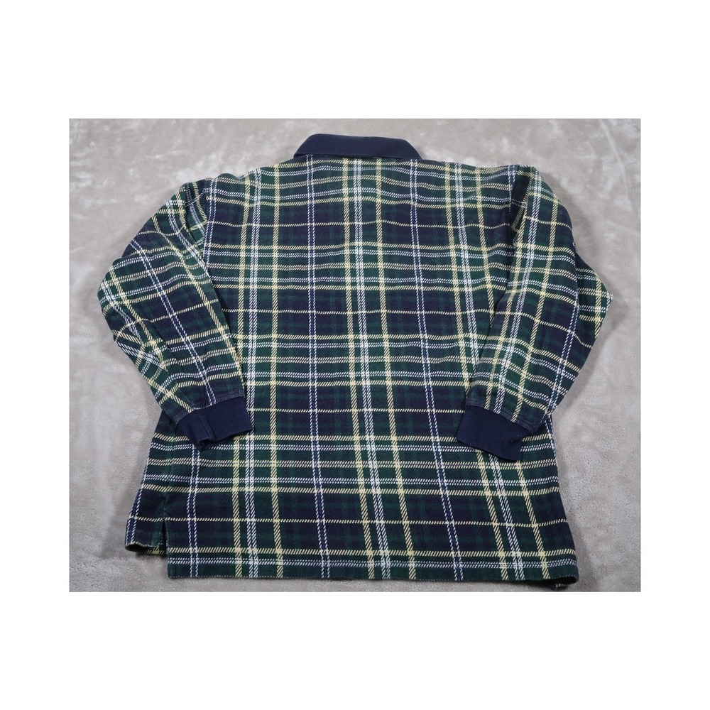 Woods & Gray Plaid Pullover Shirt Mens L Green Navy Tartan Long Sleeve - Picture 2 of 6